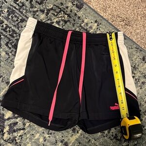 Puma Women's Black and Pink Athletic Shorts